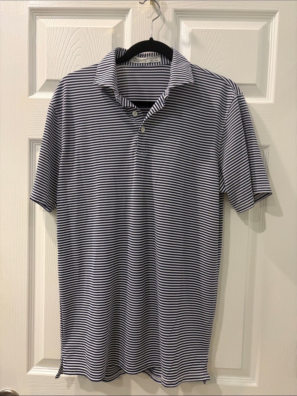 Holderness & Bourne Men's Navy & White Striped Polo Shirt
